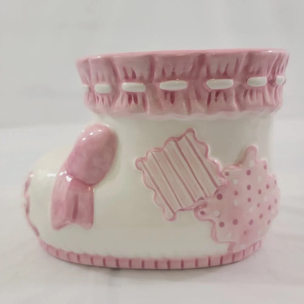 Burton and Burton Baby Girl Bootie Plant Pot Ceramic Planter Baby Shower Décor